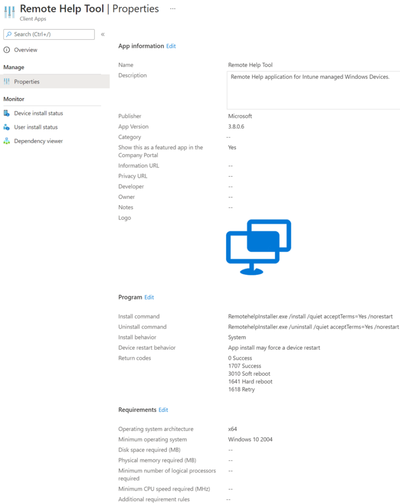 Remote Help Tool intune