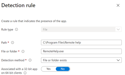 detection rule remote help intune