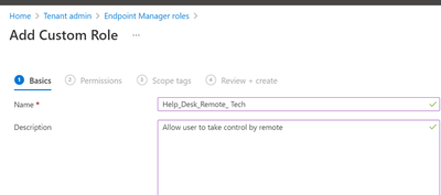 Remote Help Intune custom role