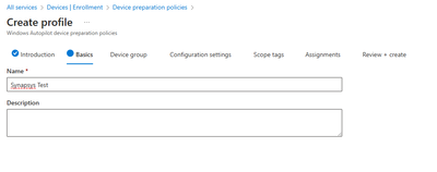 Microsoft Windows Autopilot Create Profile Step 2
