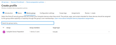 Microsoft Windows Autopilot Create Profile Step 3