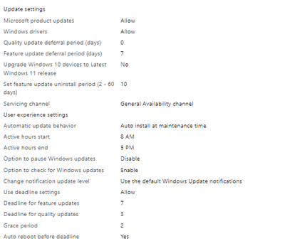Exemple stratégie Windows Update for Business