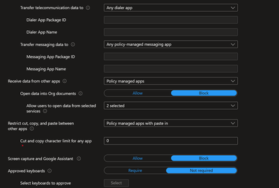 création app protection policy - data protection