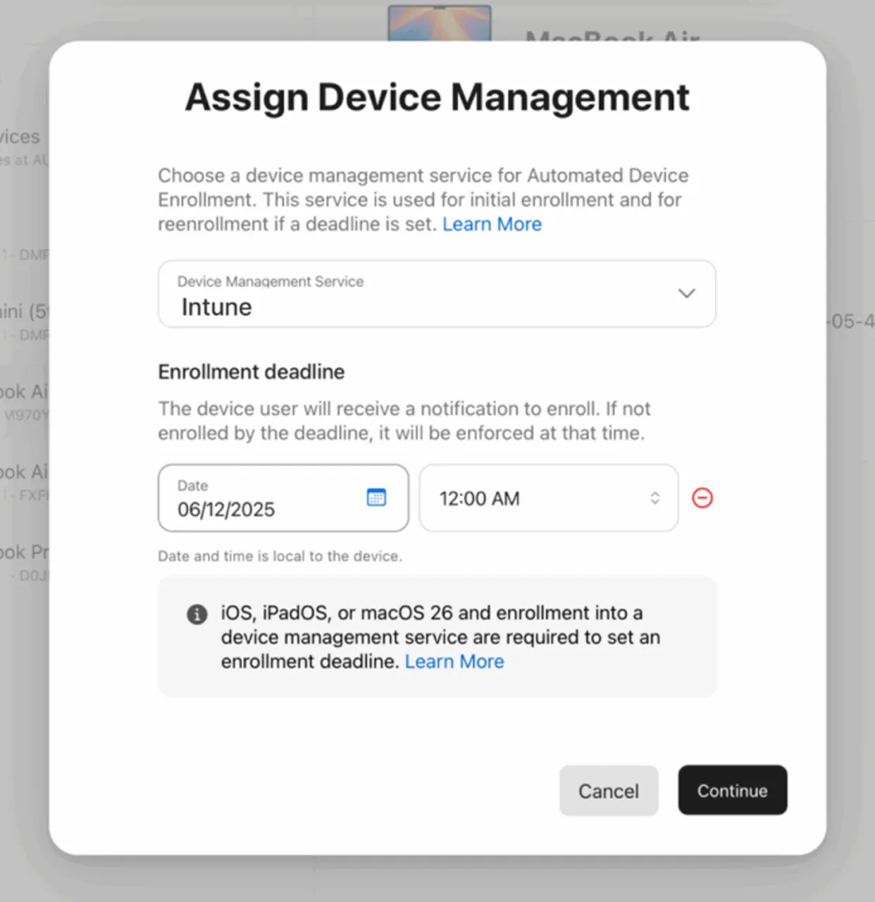Assign Device Management Ios26 Macos26