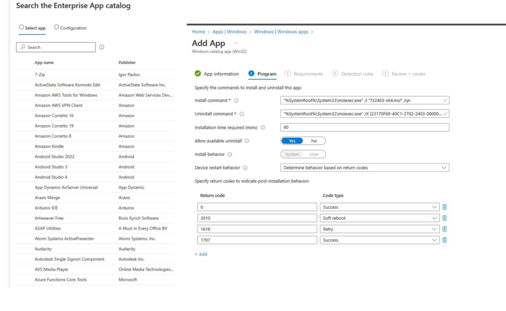 Enterprise App catalog dans Intune Suite
